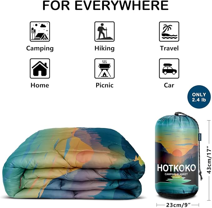 Puffy Camping Blanket,Large Camp Blanket Outdoor Camping Quilt Waterproof | Lightweight Printed Warm Packable Down Alternative Blanket for Camping,Traveling, Stadium, Hiking, Picnics - Image 7