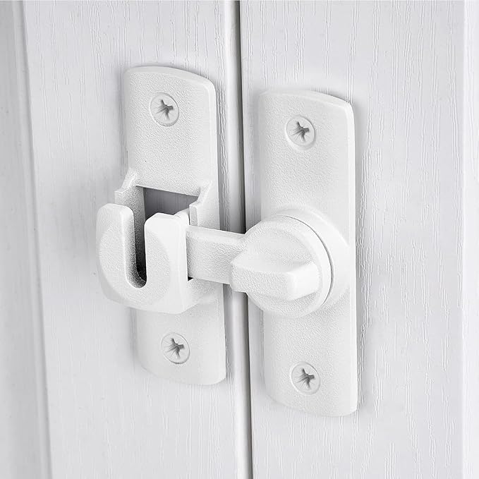 Matte White 90/180 Degree Flip Lock,Aluminum Alloy Barn Door Latch | Right Angle Door Lock Latch,Sliding Door Latches,Flip Gate Latches,for bedroom,garage,drawer,cabinet,window,pet enclosures - Image 5