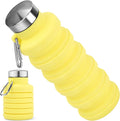Collapsible Water Bottle, 16oz Portable Reusable Silicone Water Bottle with Carabiner for Gym, Travel, Camping, Hiking, Sports, Lightweight, BPA-Free, Leak-Proof, Foldable Design, Yellow by HOME