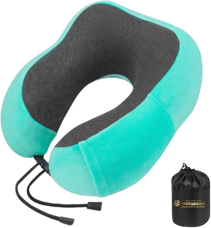 Travel Pillows for Airplane - Neck Pillow Airplane and Car Use - Soft Comfortable Memory Foam Travel Neck Pillow - Travel Essentials for Women and Men (Lake Blue) by VorgatoLuxury
