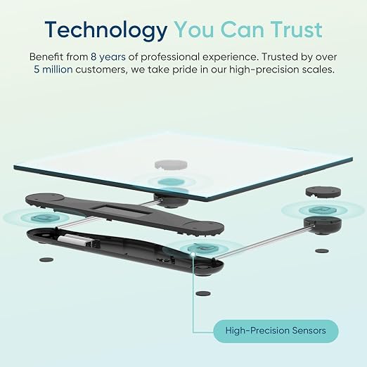 Etekcity Digital Body Weight Bathroom Scale, 6mm Tempered Glass, 400 lbs | Large Blue LCD Backlight Display, High Precision Measurements for Home Bathroom Use - Image 2
