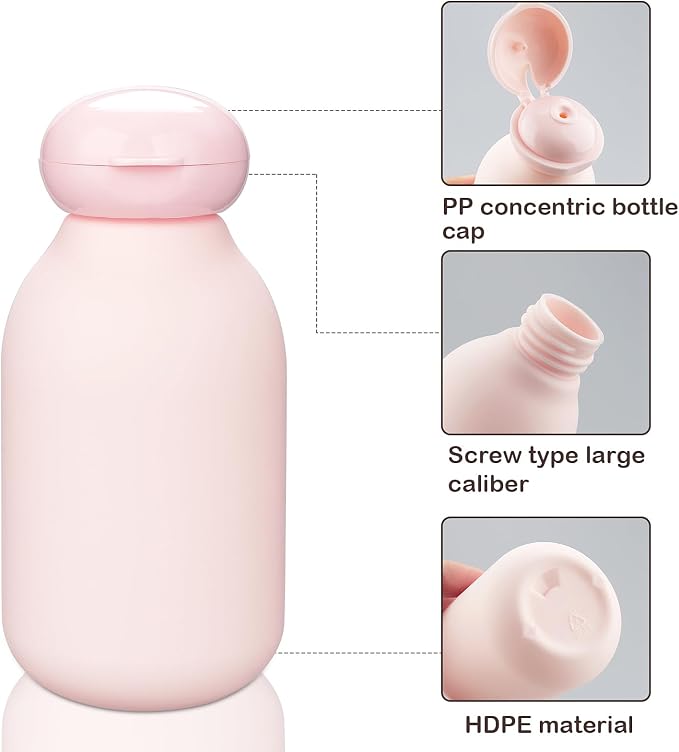 Squeeze Bottle with Flip Cap 3.4 oz Travel Bottles for Toiletries | 2 Pack 100ml TSA Approved, Leak Proof, Shampoo and Conditioner Bottles, Refillable Plastic Travel Size Bottles, Pink - Image 5