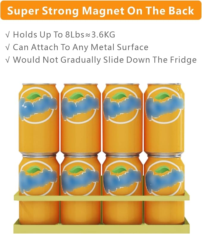 Magnetic Spice Rack For Refrigerator Magnetic Fridge Shelf For Kitchen Spice Organizer Magnetic Shelf For Fridge Space Saving Yellow 4 Pack With Magnetic Paper Towel Holder - Image 3