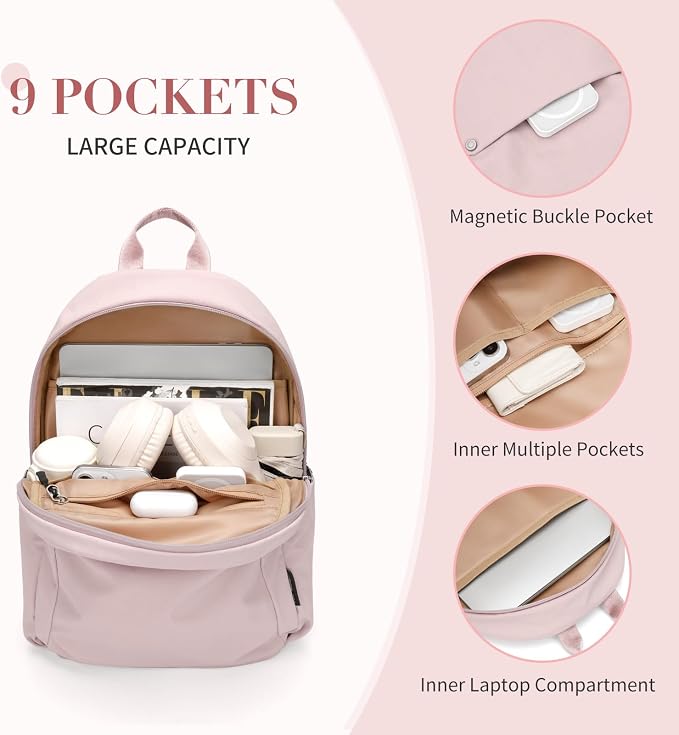 Mini Backpack for Women Fashion Small Backpack Purse Lightweight Daypack for Work Travel Daily,Pink - Image 4
