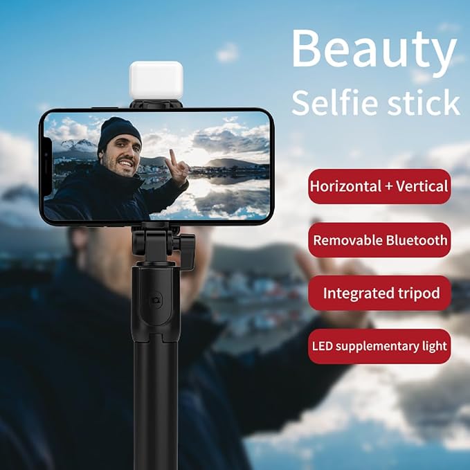 XIHAMA Selfie Stick Tripod with Light,3 in 1 Extendable Selfie Stick with Wireless Remote,Portable Phone Tripod Stand Compatible with iPhone 16 15 14,Samsung Smartphone and More - Image 2