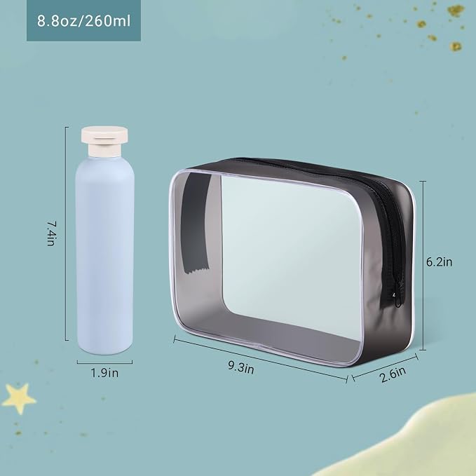 ASEVAT 8.8 oz Plastic Travel Refillable Shampoo Bottles, Empty Squeeze Bottles with Flip Cap, Travel Containers for Shampoo, Conditioner, Lotion, Cream and Liquids (4 Pcs) - Image 2