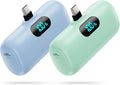 [2-Pack] Mini Portable Charger 5000mAh Power Bank,3A PD USB C Cell Phone Portable Power, LCD Display Battery Pack Compatible with iPhone 17/17 Air/16/16 pro/15/15 pro Max/Android/Samsung/Moto/LG etc by Swyop
