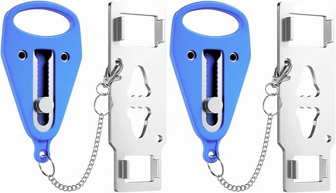Portable Door Lock 2 Pack for Travel – Hotel Door Locks for Travelers Security – Door Safety Lock from Inside for Home & Apartment – Travel Locks for Hotel Rooms – (Blue) by PocketLock