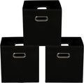 Yunkeeeper storage bins Cubes, Fabric Cube Organizer with Handle, Foldable Cube Bins for Cloth or Accessary Storage, 11x11x11, Set of 3, (Black) by Yunkeeper