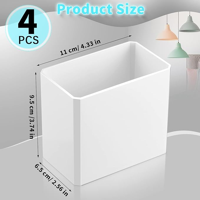 4 Pcs Wall Mounted Organizer Non-Drilling Adhesive Floating Shelf White Wall Bin Organizer Hanging Storage Containers for Bedroom Bathroom Kitchen Office - Image 3