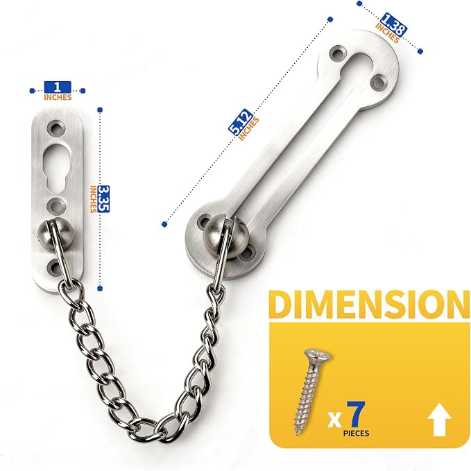 Screen Door Latch – Heavy Duty 304 Stainless Steel Apartment Security Lock, French Door Lock, Storm Door Latch, Child Proof & Anti-Break-in Protection (Silver) - Image 2