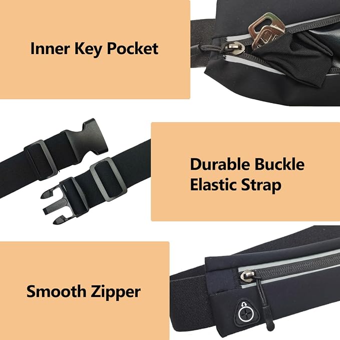 Slim Running Belt Fanny Pack for Men Women, Running Phone Holder Runners Pouch Waist Pack for Workout, Money Belt, Running Gear Accessories [Fits ALL Phones] | Runners Pouch Waist Pack for Workout Sport Exercise Fitness Marathon, Money Belt, Running Ge... - Image 5