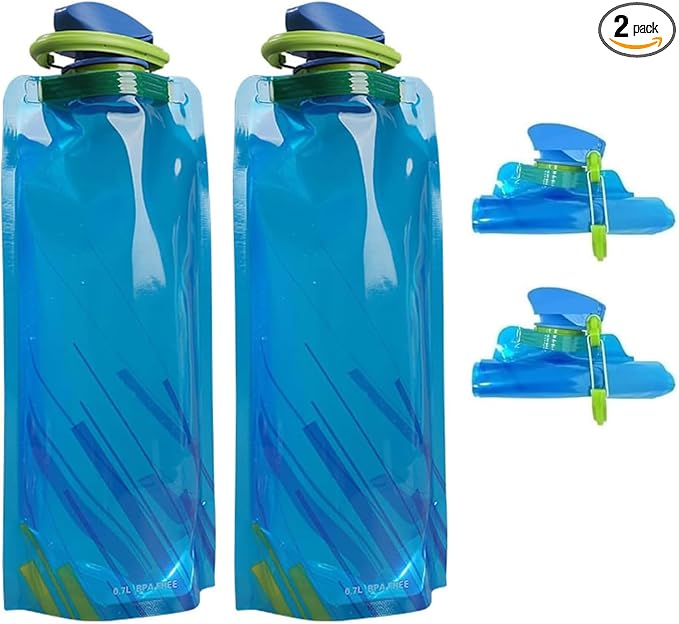 Jinora 2 Pack Collapsible Water Bottles for Travel – 23oz Foldable Water Bottle with Carabiner,Leakproof BPA-Free Water Jup, Portable Reusable Water Bottle for Hiking,Sports,Camping,Biking by Unknown