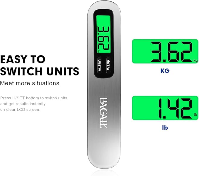 BAGAIL Digital Luggage Scale, 110lbs Hanging Baggage Scale with Backlit LCD Display, Portable Suitcase Weighing Scale, Travel Luggage Weight Scale with Hook, Strong Straps for Travelers - Image 2