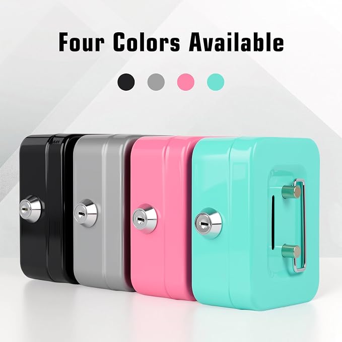Cash Box with Lock Small Cute Coin Lock Box with Money Slot Mini Portable Gamble Safe Box 4.5"x3.4"x2.4" Grey - Image 7