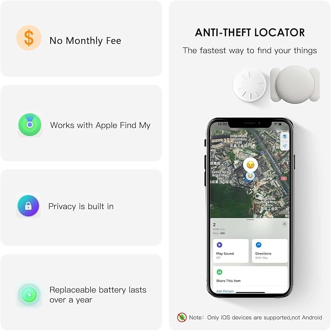 GPS Tracking Devices, 1PCS Tracker Device for Vehicles Work with Find My (iOS Only), Car Tracker Device Hidden with Magnetic Case, No Monthly Fee GPS Tracker for Vehicles (White) - Image 4