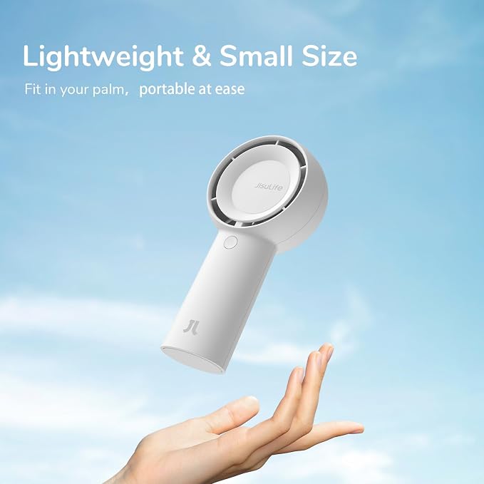 JISULIFE Portable Handheld Turbo Fan Rechargeable 4000mAh 5-Speed (White) | Up to 16H max cooling, Personal Battery Powered Pocket Fan for Travel/Outdoor/Vacation/Concerts, Birthday Gifts for Women - Image 8