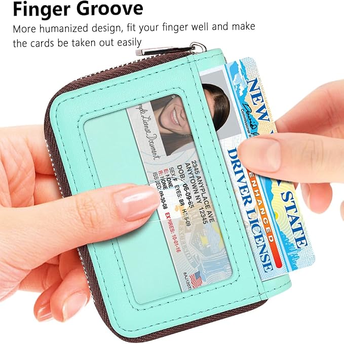FurArt Zipper Wallet Women RFID Credit Card Holder keychain Wallet | ID Window RFID Blocking Compact Small business 15/16 slots - Image 2