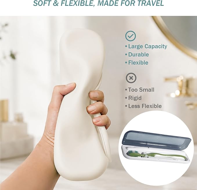 Silicone Toothbrush Travel Case, Pro Large Toothbrush Case for Traveling | Electric & Manual Toothbrush Travel Cover for Men and Women, Portable Toothbrush Holder for Trave, Gym, Business Trip, School - Image 4