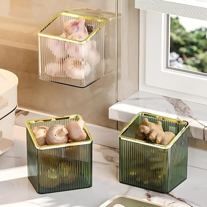 Drill-Free Stick-On Wall Shelves | Space-Saving Floating Organizer for Kitchen, Bathroom & Office | Plastic Storage Shelves for Makeup & Home Decor (Green_Gold) - Image 6