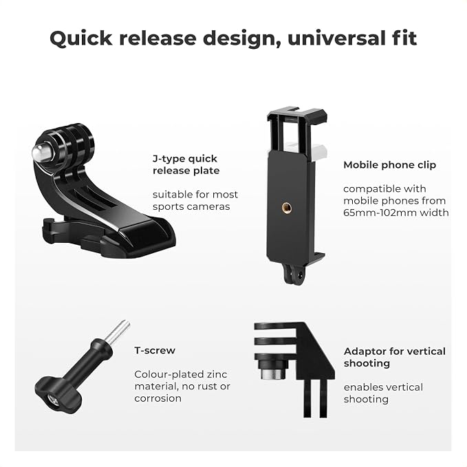 K&F Concept Head Strap & Chest Mount Set Action Camera Accessories Kit | Compatible with GoPro Hero 13 12 11 10 9 8 7 6 5 4 Session DJI Osmo Action 6/3/4/5 Pro Cameras, Quick Release Adjustable - Image 5