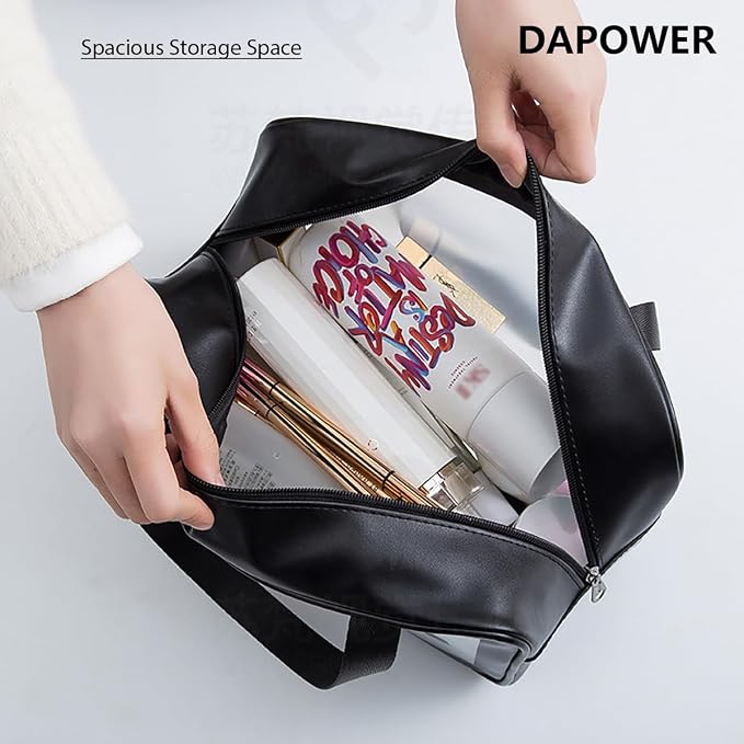 DAPOWER Travel Toiletry Bag for Women and Men, Matte Translucent Shower Bag with Handy Handle, Makeup Cosmetic Organizer Bag for Travel Toiletries Accessories (Black) - Image 2