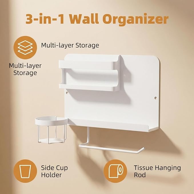 A Gentle Bedside Floating Shelf (White) Self-Adhesive It Serves as a Handy Storage Solution and Also Adds a Cute Touch to the Room. Suitable for Both Bedrooms and Offices Male and Female Dormitories - Image 4