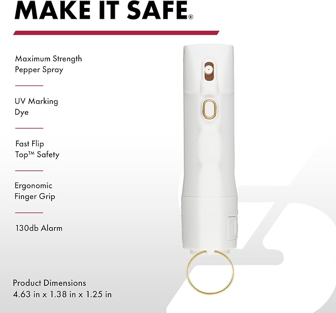 Sabre 2-in-1 Pepper Spray with 130dB Personal Alarm, Alert and Defend with One Press, Fast Flip Top Safety with Finger Grip and Tuck-Away Keyring, Maximum Strength, UV Marking Dye - Image 2