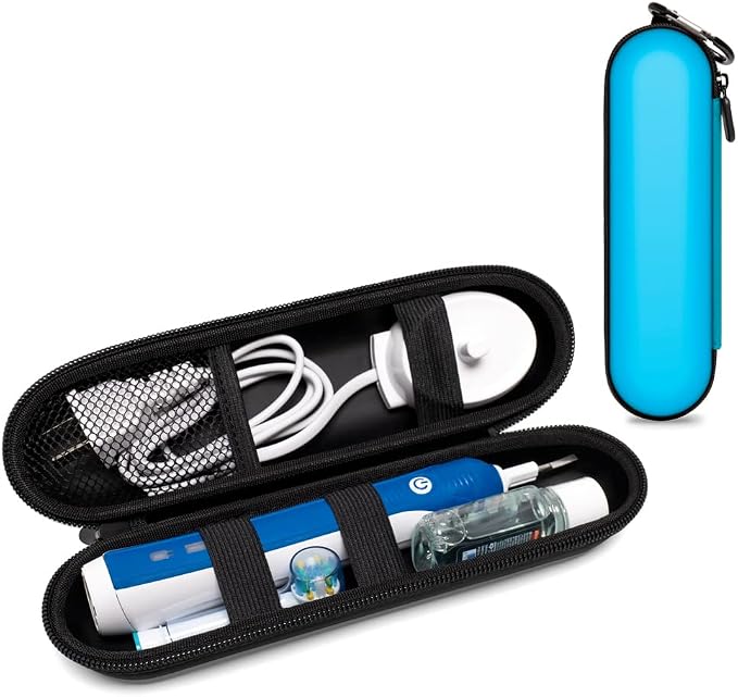 Nincha EVA Electric Toothbrush Case - Durable Hard Shell Travel Case with Mesh Pocket - Fits Most Powered Toothbrush Products (Blue) by Nincha