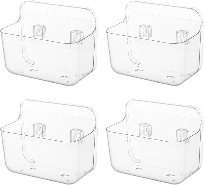 Kitchen Under Sink Cabinet Door Organizer, 4 Pack, Adhesive Clear Acrylic Wall Mount Shelf, Bathroom Makeup Storage Bins, Shower Caddy, Spice Rack, Drink Packet Sponge Dishwasher Pod Holder - Image 9