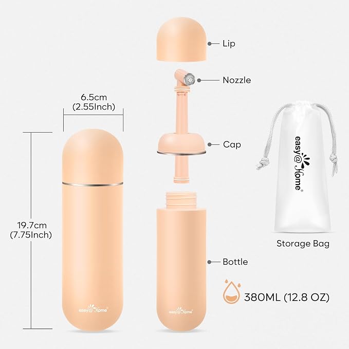 easy@Home Portable Travel Bidet - Peri Bottle for Postpartum Care Brown | Handheld Sprayer Kit, 380mL (12.8oz), BPA-Free Personal Hygiene for Women & Men | EPB-01 Brown - Image 9