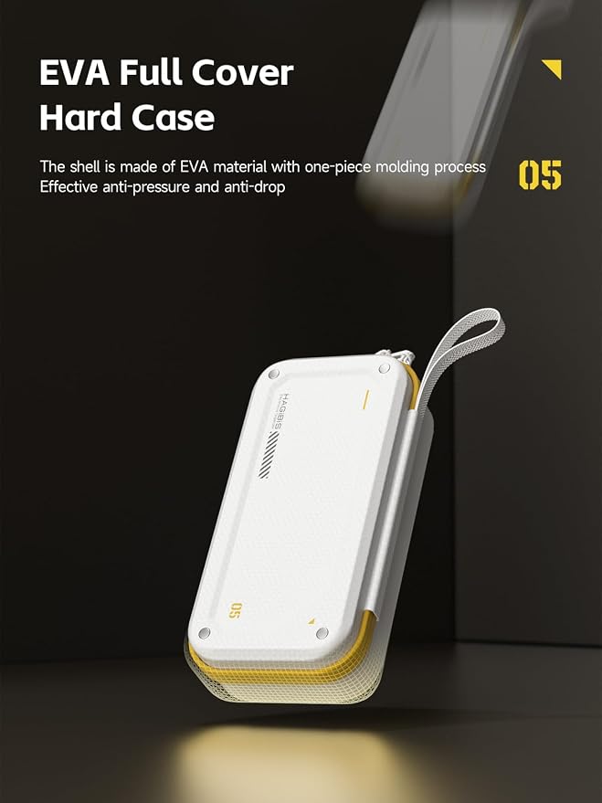 Hagibis Electronic Organizer Traveling Case Bag EVA Hardshell PU Portable Carrying Pouch for Mouse, Charger, Cables, Power Bank, SD Cards, USB Flash Disks, Accessories (White) - Image 5