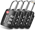 4 Pack TSA Approved Travel Luggage Locks, Combination Lock Alloy Body, Metal Keyless 3-Digit Padlocks, TSA Accepted Compatible Padlock for Gym Locker, Golf Bag Case, Backpack, Black-by GIVERARE by GIVERARE
