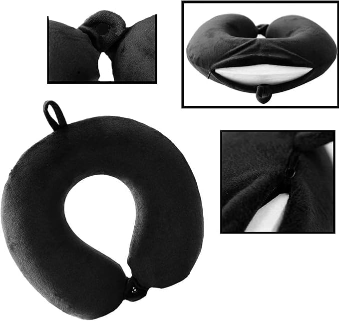 Travel Neck Pillow - 100% Memory Foam Support Pillow for Aiplanes Cars Home Use Office USC and Provides Neck Support (Black) - Image 2