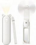 3-in-1 Portable Handheld Fan with Mirror & Flashlight - Mini Personal Fan, 22H Cooling, USB Rechargeable Travel Fan for Women, Makeup, Concerts & Summer (White) by COMFYLIME