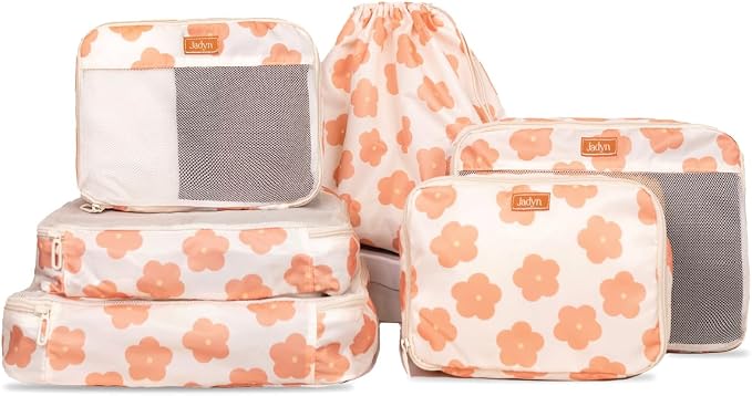 Packing Cubes for Travel, 6-Piece Large Packing Cube Organizer Set for Suitcase, Duffel Bag, Luggage, Multiple Sizes Travel Essentials (Daisy) by Jadyn