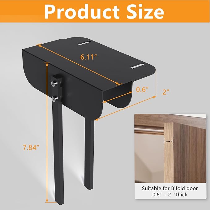 Adjustable Metal Bi-fold Door Lock, Keep Safety, Black, 2 Pack | Bifold Door Lock Kit for 0.6-2 Inch Thick Doors, Protection Child and Pet Proof Bi-fold Door Lock for Closet Cabinet Pantry - Image 3