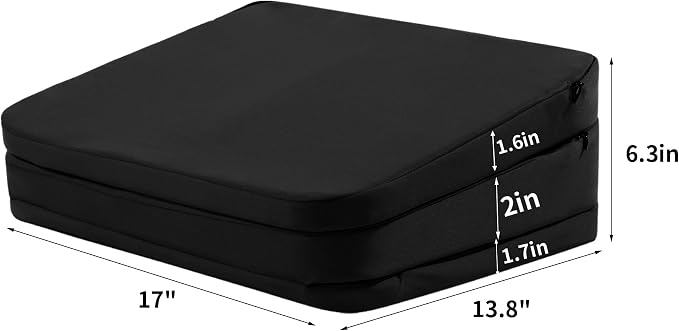 HOMBYS Adjustable Car Booster Seat for Short Drivers, 3 Heights for Different People, Adult Car Seat Cushions for Driving, Supportive Car Seat Pad for Lower Back Pain Reduce, (17"x12.8"x6.3", Black) - Image 2