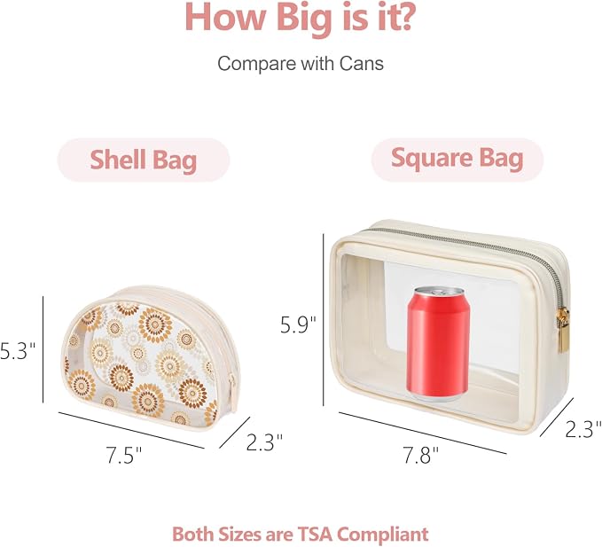 Clear Makeup Bag Foldable - TSA Approved Toiletry Bag for Travel | Metal Zipper, Reinforced Seam, Water Resistant, Medium for Carry-on, Large for Checked Luggage, for Car Storage Organizer - Image 8