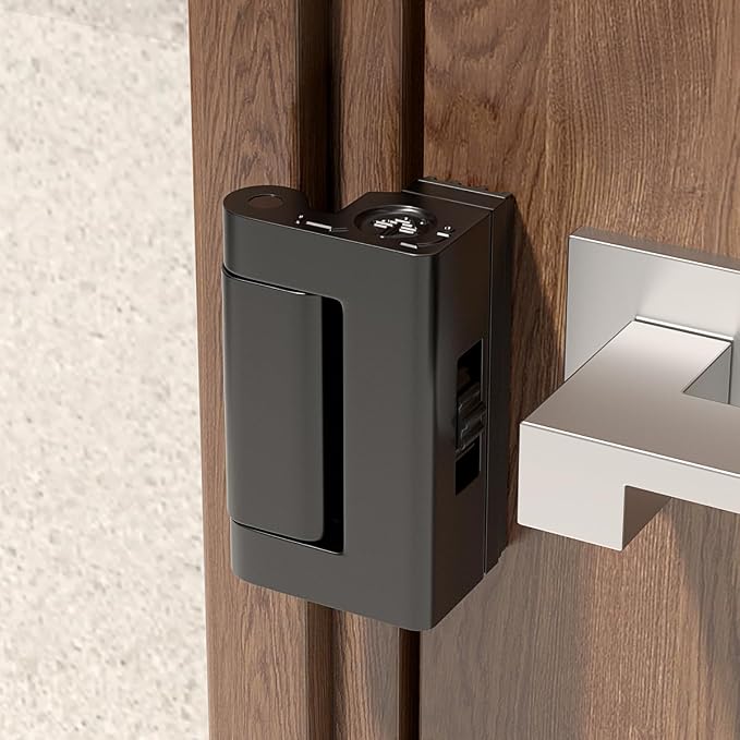 Black Adjustable Portable Door Lock,Security Door Reinforcement Lock | Child proof Safety Door Latches,Zinc Alloy Front Door Lock,No Drill,for Home,Hotels,Apartments Prevents Unauthorized Entry - Image 4