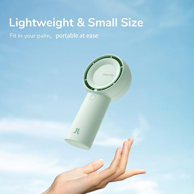 JISULIFE Portable Handheld Turbo Fan Rechargeable 4000mAh 5-Speed (Green) | Up to 16H max cooling, Personal Battery Powered Pocket Fan for Travel/Outdoor/Vacation/Concerts, Birthday Gifts for Women - Image 9