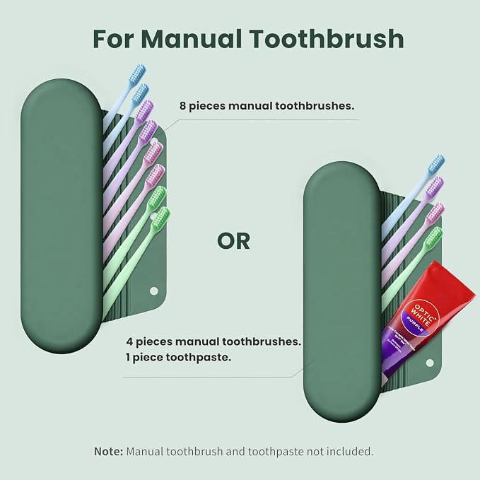 Silicone Electric Toothbrush Travel Case, Manual Toothbrush Travel Cover for Men and Women,Toothbrush for Travel,Gym and More, Fits Most Manual and Electric Toothbrushes - Midnight Green - Image 3