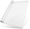 Ohuhu Over Sink Dish Drying Rack, 17.6" W x 15.4" L Roll Up Dish Racks Kitchen Sink Organizer Silicone Wrapped Large in Sink Dish Drying Rack Foldable Rolling Drain Mats Anti-Slip by Ohuhu