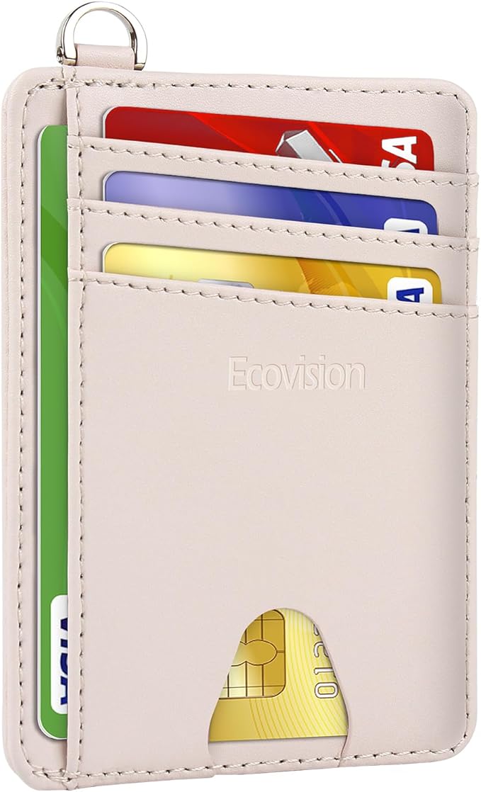 Slim Minimalist Front Pocket Wallet, RFID Blocking Credit Card Holder Wallet with Detachable D-Shackle for Men Women by Ecovision