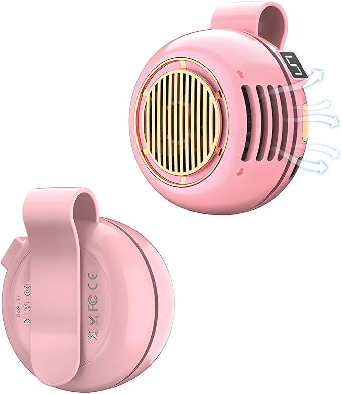 Portable Silent Mini Bladeless Fan Clip On, 5 Speeds 360° Rotatable Clip on Fan for Shirt & Waist, USB Rechargeable Small Fans Portable, 2026 New Whirlwind Fans for Outdoor/Travel/Office (Pink) by Unknown