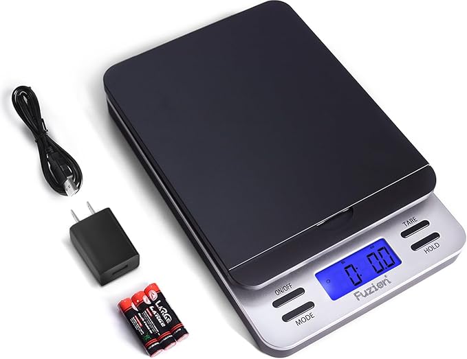 Fuzion Shipping Scale, Accurate Digital Postal Scale 86 lb/0.1 oz | Hold and Tare Function, Package Scale, Postage Scale for Packages and Mailing, LCD Display, Battery and AC Adapter Included by Fuzion%C2%AE