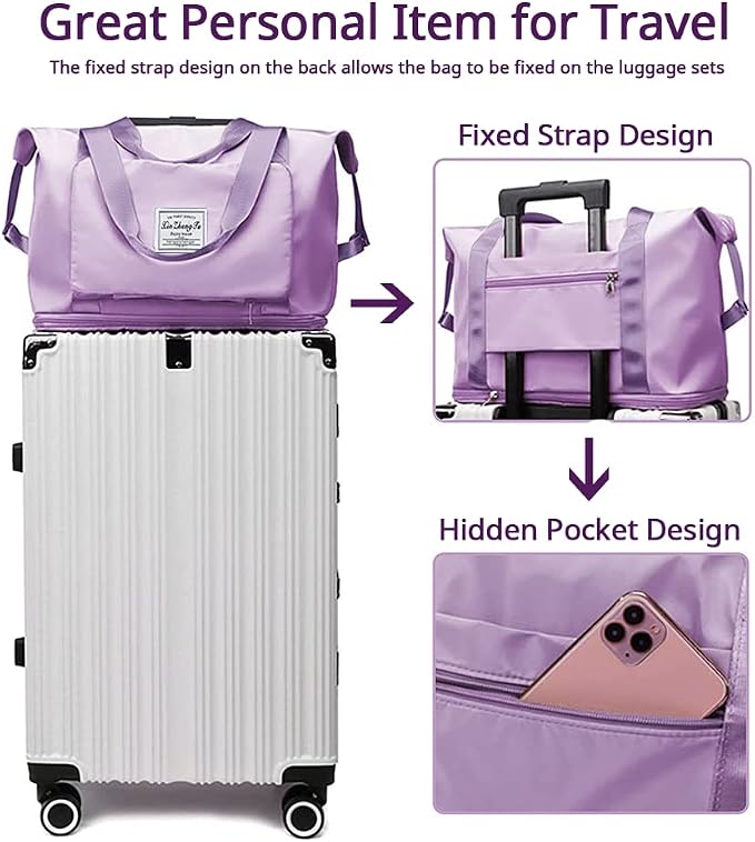 Large Capacity Foldable Travel Bag, Expandable Waterproof Carry on Bag, Dry and Wet Separation Spor Duffel Bags - Image 2