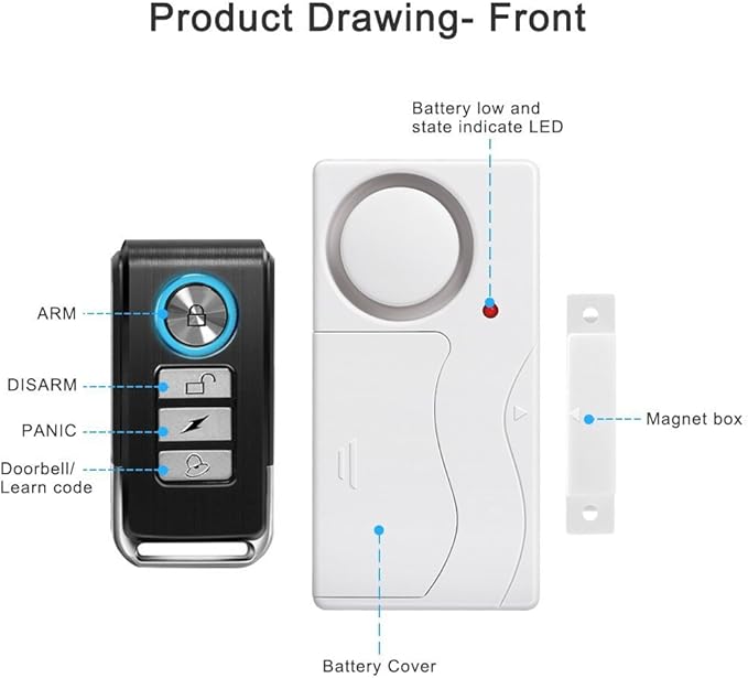 WSDCAM Door Alarm Wireless Anti-Theft Remote Control Door and Window Security Alarms - Image 3