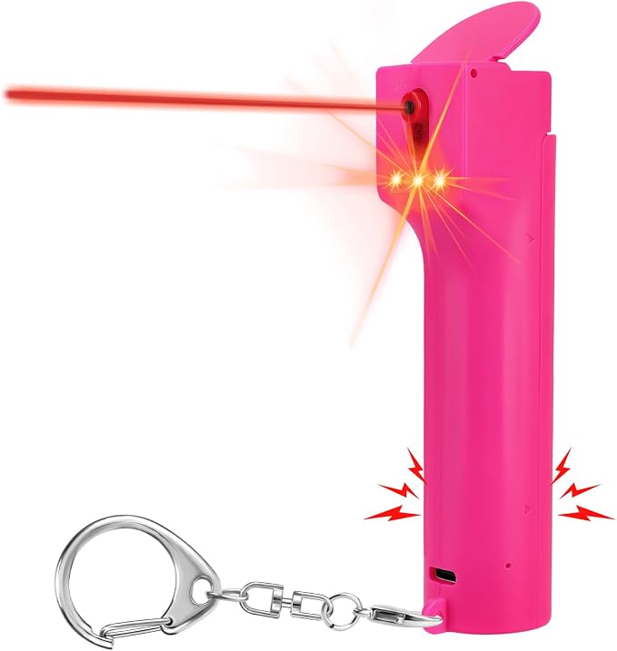 3-in-1 Self Defence Personal Alarm with Pepper Spray Set for Women, Max Strength Pepper Gel & 130 dB Safety Alarms & Strobe Lights, Quick Release, 3X Protection, Canister Replaceable by PAPASAFETY