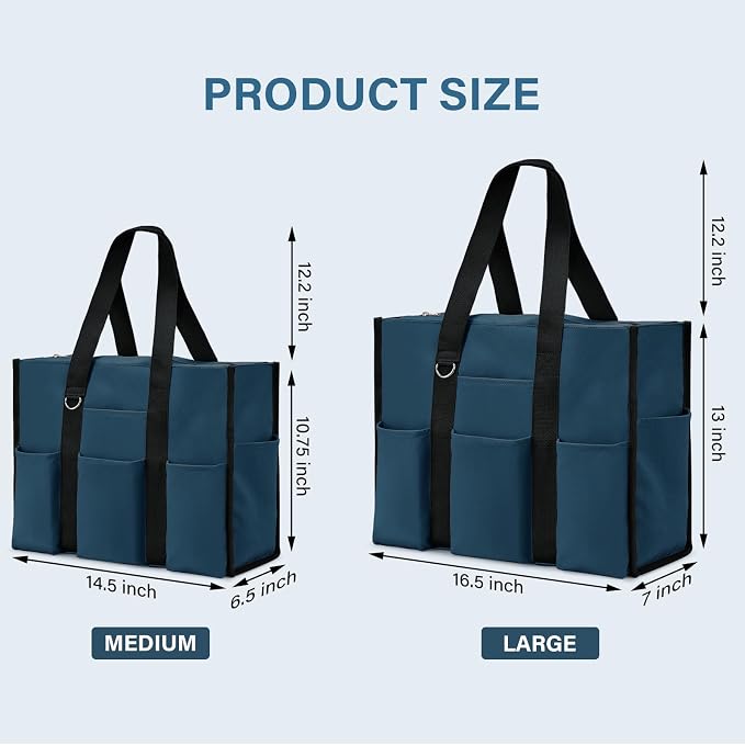 Becokan Large Tote Bag for Women Waterproof with 12 Pockets Top Zipper Closure Utility Teacher Nurse Bags for Work School - Image 5